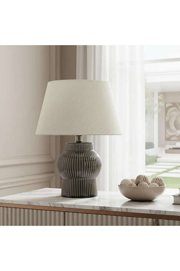 Terrona E27 Ceramic Table Lamp 27.5x38cm - Taupe
