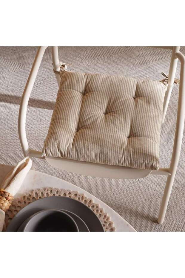 Velisha Pinstripe Chair Pad 40x40cm - Beige