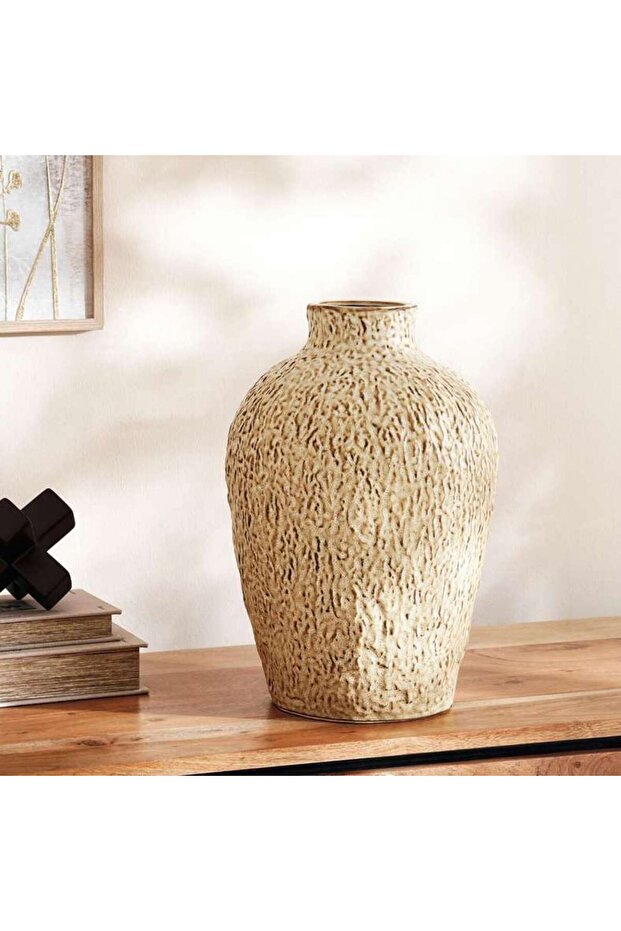 Levo Ceramic Vase 25x25x37.2cm - Brown