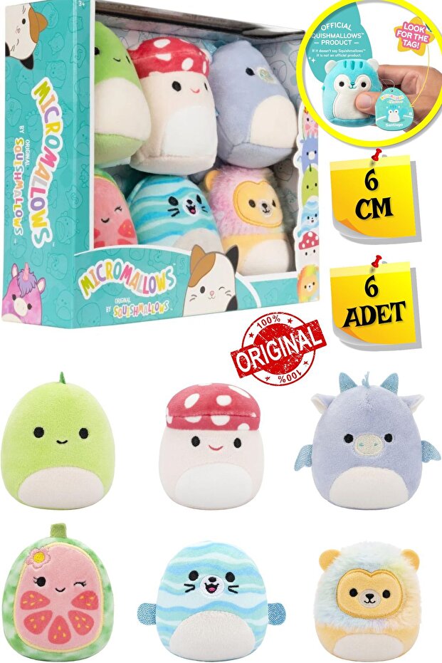 Micromallows Squishmallows Mini Soft Plush Toy Set of 6 Figures - 6 cm - Model - 2