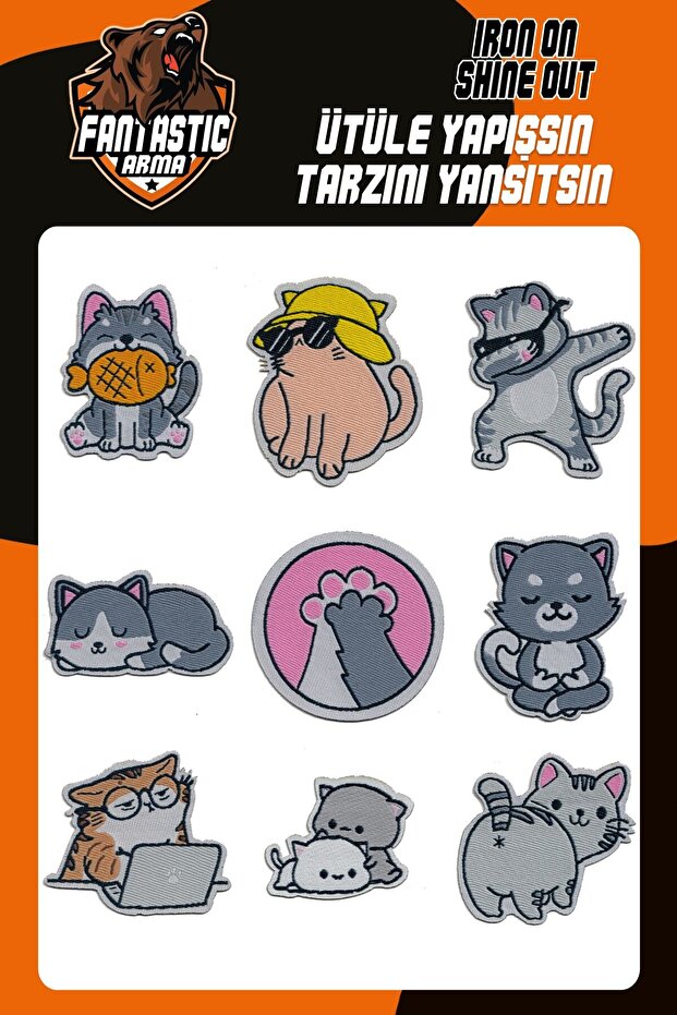 Iron-On Woven Rigging Set Patch Cat, Kitten, Paw Model