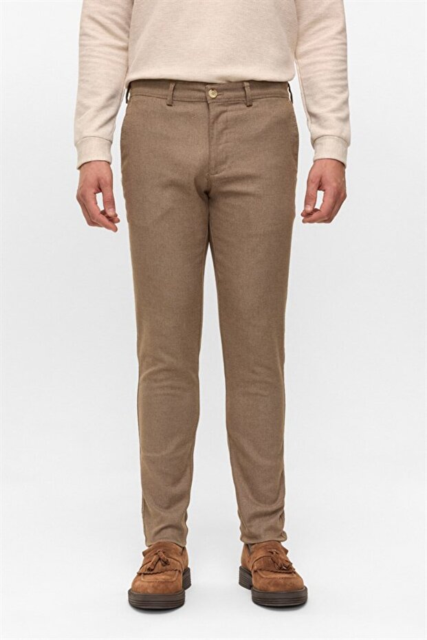 Bej Slim Armürlü Pantolon - 2