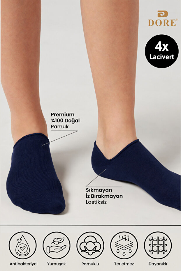 Original 4 Pairs Premium Cotton Combed Comfortable Seamless Invisible Sports Shoes Sneaker Socks