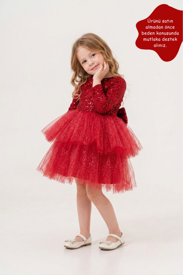 Girl's Princess Model Sequined and Layered Tulle Special Occasion Evening Dress