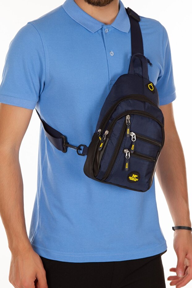 Men's Fabric USB Headphone Outlet Bodybag Chest and Shoulder Bag