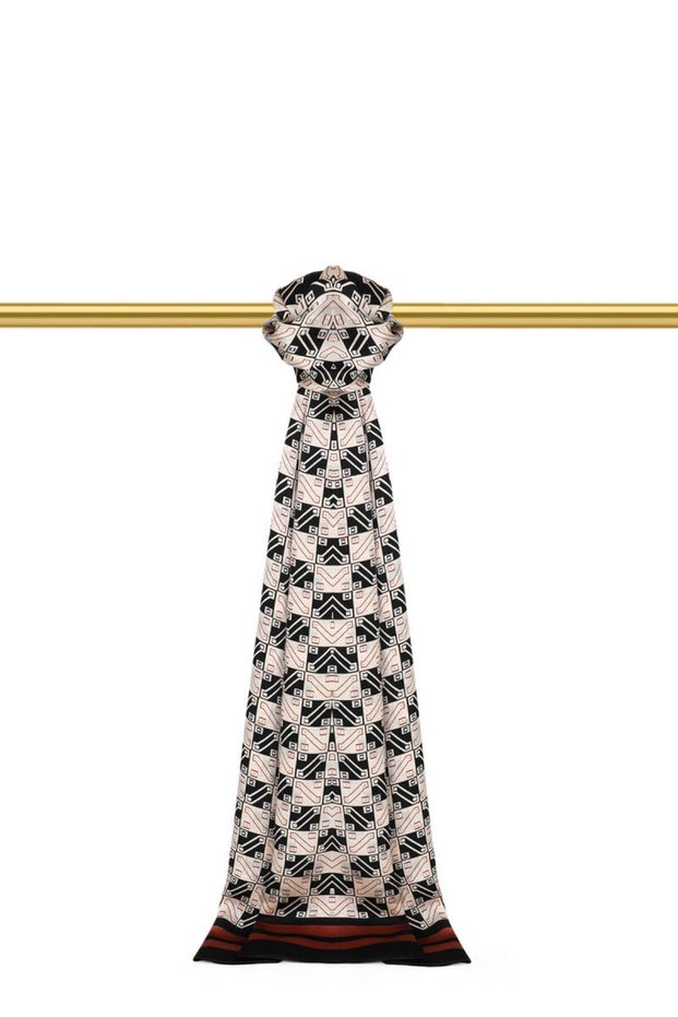 Black Patterned Men's Silk Cashew