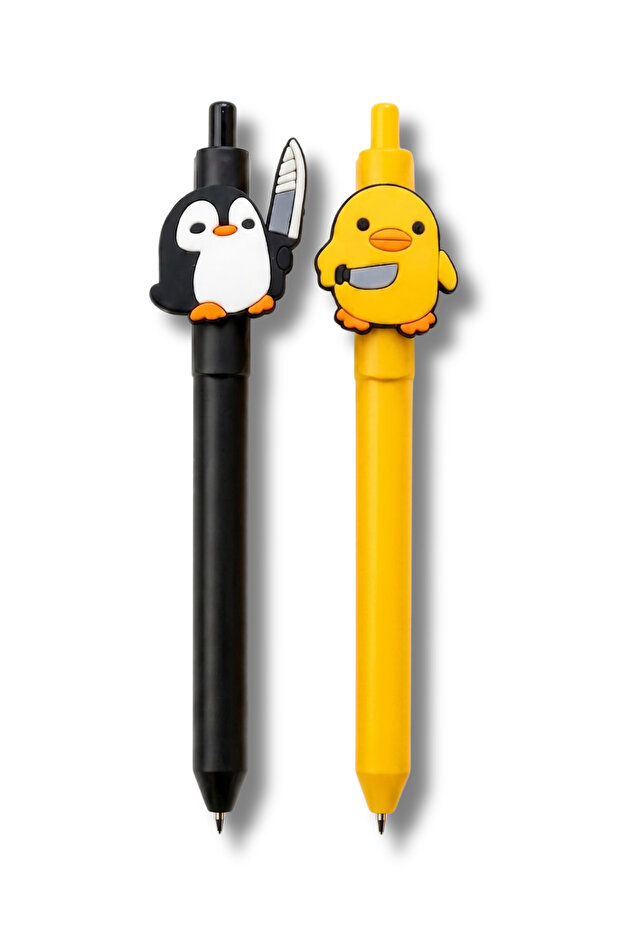 Murderous Chick and Mischievous Penguin, Cute Gift Stylish Dual Ballpoint Pen Set