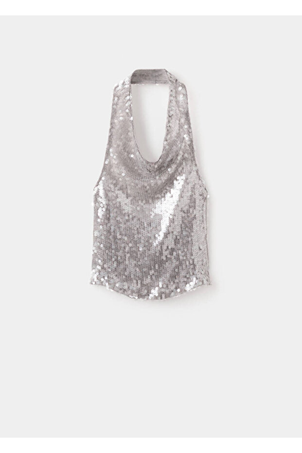 Drapeli Collar Sequined Top - 3