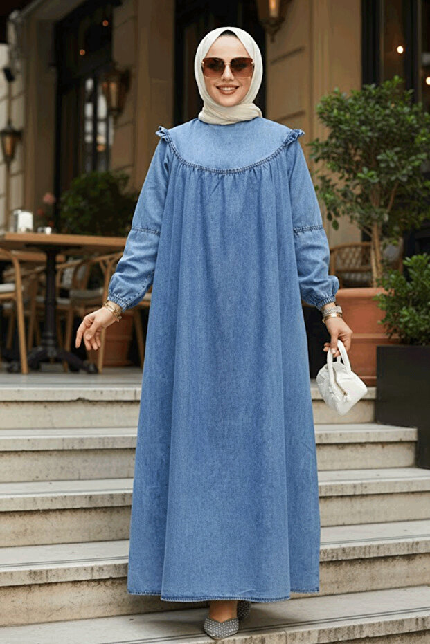 Denim Blue Hijab Dress 19140m