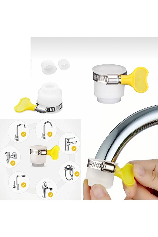 Kitchen Faucet Spout Clamp-On Spout Converter Head Universal Faucet Adapter White