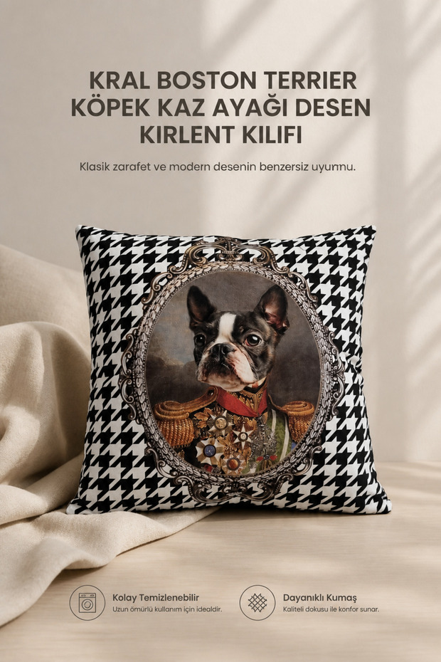 غطاء وسادة بتصميم King Boston Terrier Dog Goose Feet