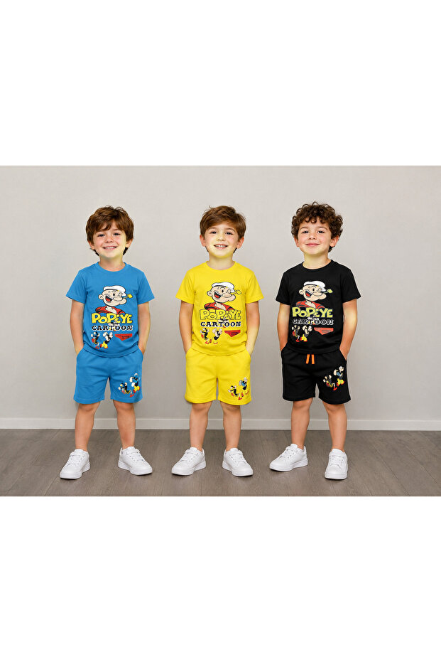Ko 2025 Summer 3 Sets 6 Pieces Printed Combed Cotton Sleeved Set