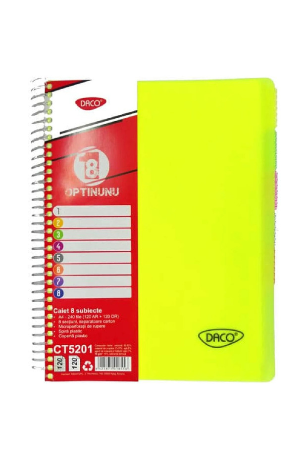 Caiet A4 8 subiecte 240 file Coperta Plastic