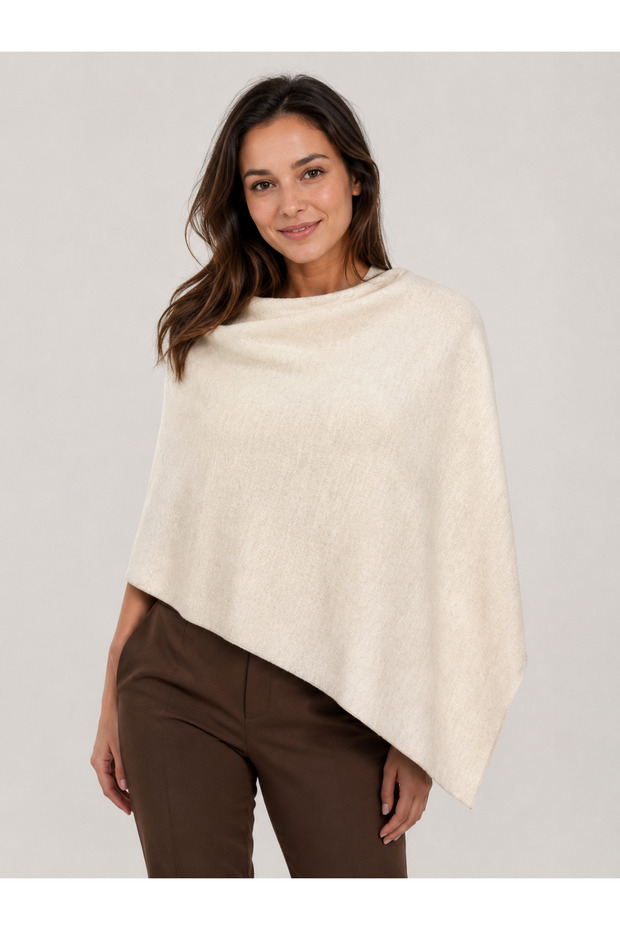 Asymmetrical Cut Knitwear Acrylic Poncho