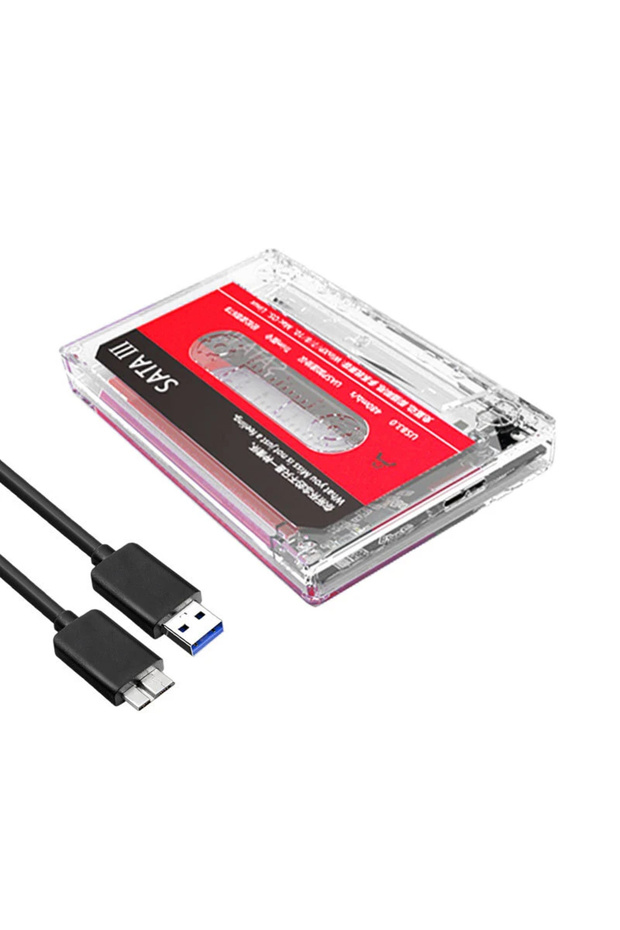 علبة قرص صلب خارجي USB 3.0 بيضاء مقاس 2.5 بوصة، غلاف قرص صلب متنقل SATA 3.0 يدعم UASP لأجهزة الكمبيوتر