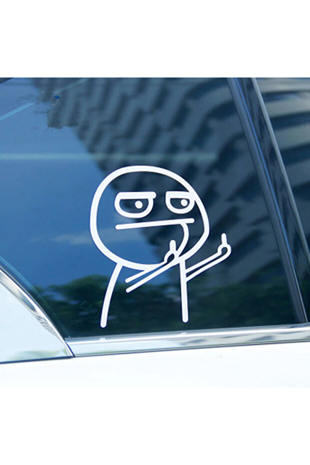 Z White 1PCS Funny Middle Finger Troll Face Meme 5PCS Stickers for Bumper Art Kid Decorations Cartoo