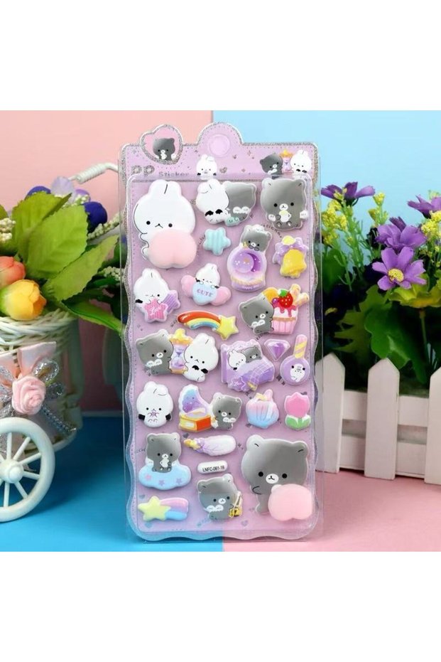 Little bear-16 1 Sheet 3D Cute Animal Butt Stickers, Stress Relief Puffy Squishy Sticker for DIY Scr