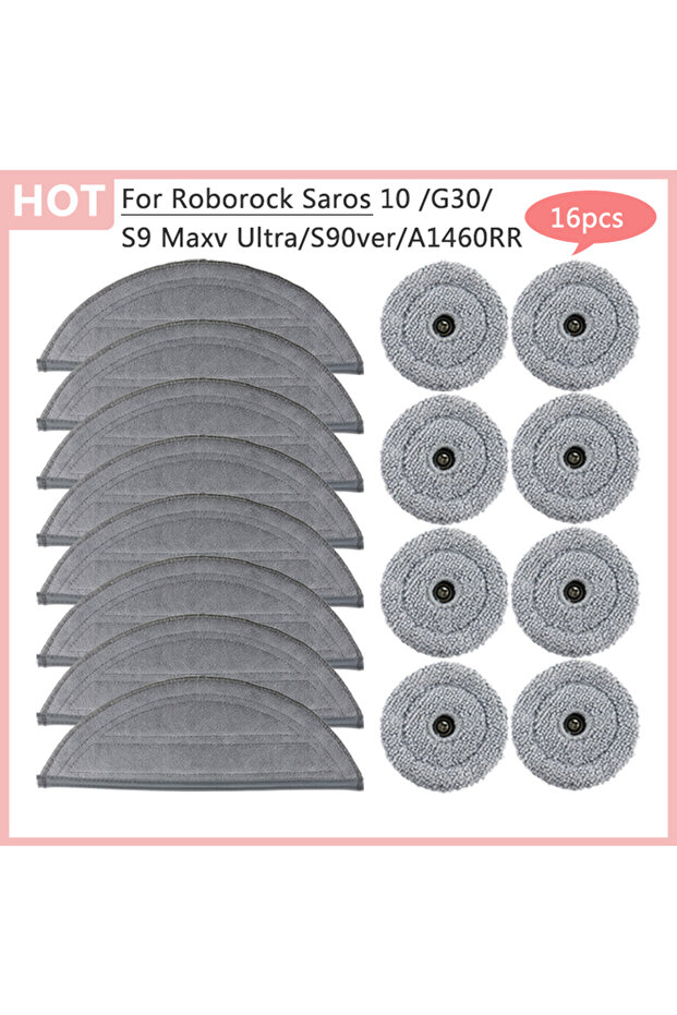 16pcs For Roborock Saros 10 G30 S9 Maxv Ultra S90ver A1460RR Washable Mopping Pad Side Small Cloth M