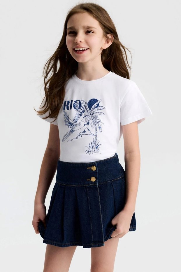 8-14 Years Rıo Velvet Girls' T-Shirt-Ecru