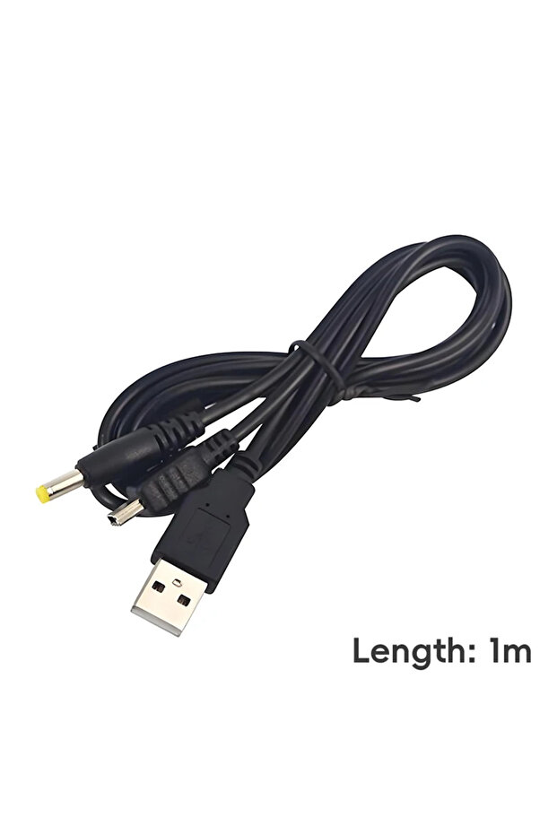 حزمة تتضمن شاحن USB أسود 2 في 1 لجهاز PSP 1000 2000 3000 مع كابل بيانات USB وكابل شحن