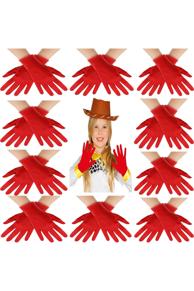 Red Color Lycra April 23 October 29 May 19 Show Band Gloves 10 Pairs (20 Pieces) (5263)