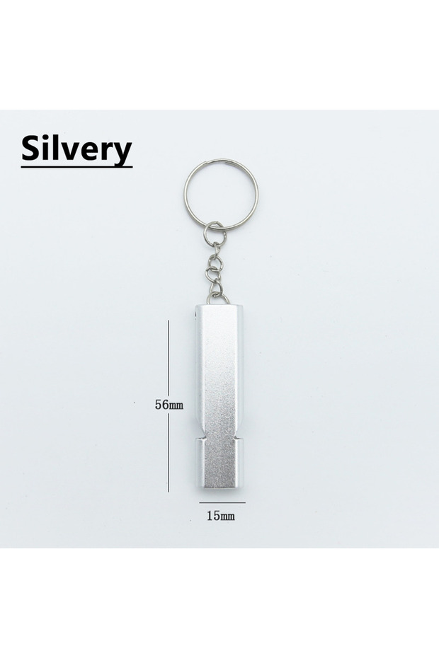 Silvery Flat Aluminum Alloy Dual Frequency Survival Whistle Double Tube Outdoor Survival Survival Wh