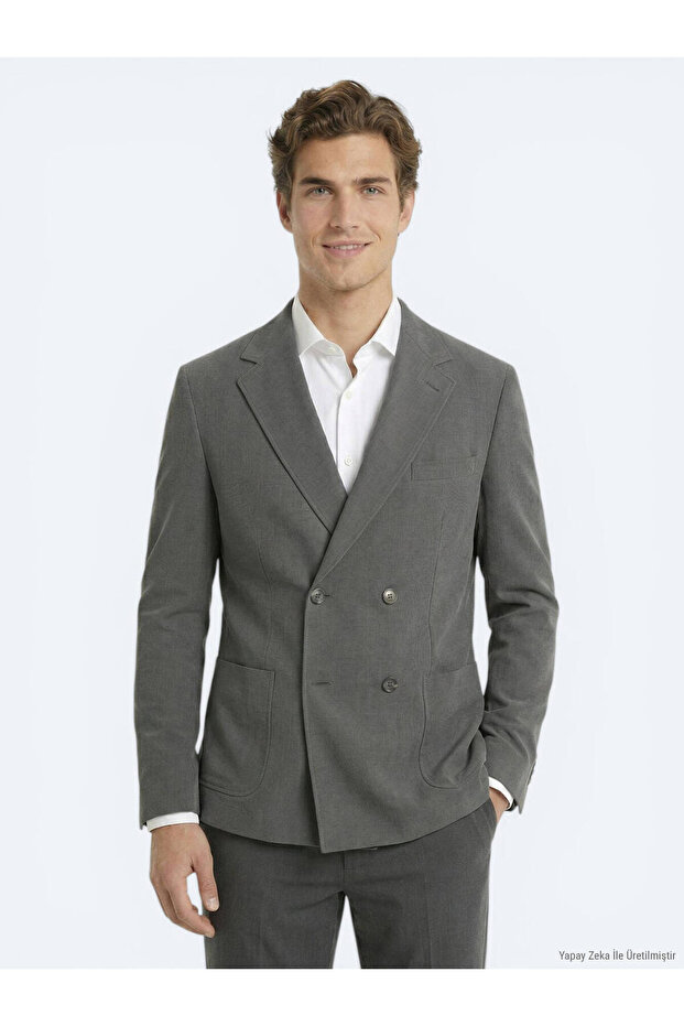 Khaki Striped Modern Fit Suit