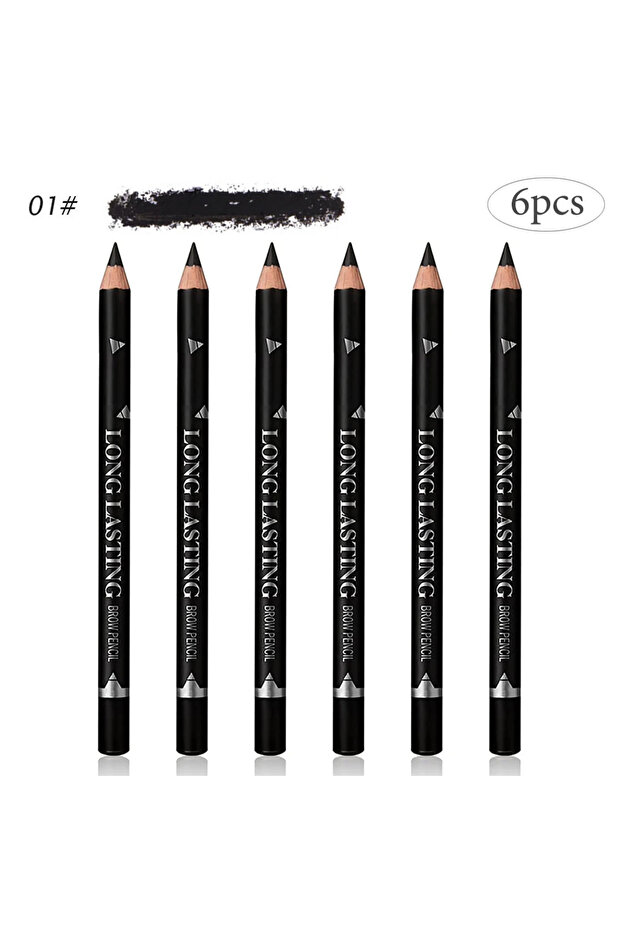 6pcs Black 01 6/12PCs eye brow pencil waterproof professional women eye makeup pen easy color natura