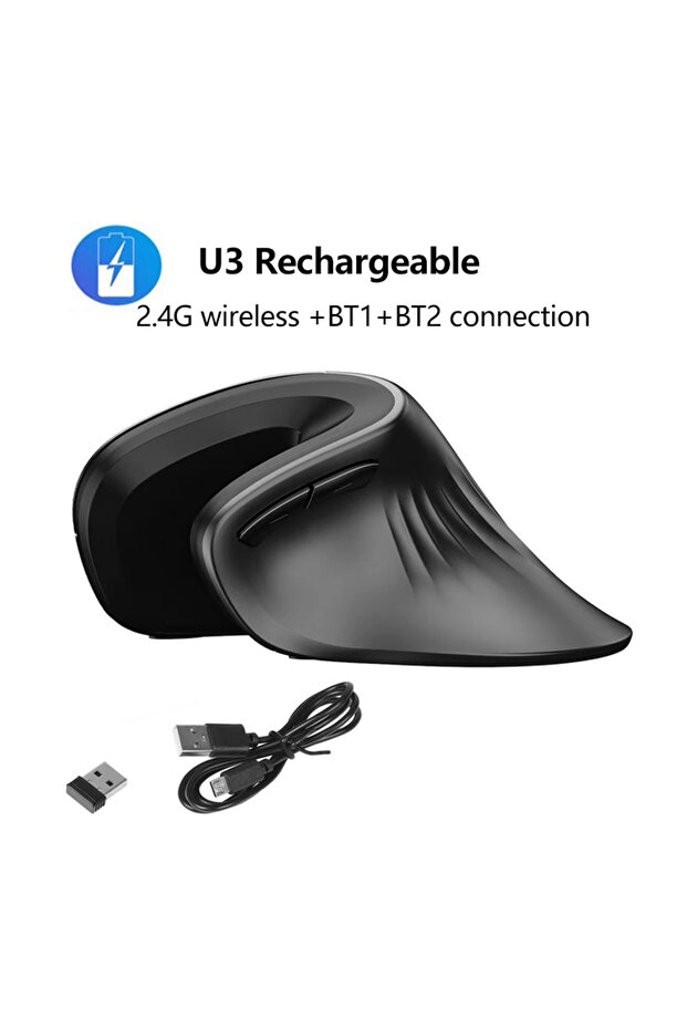 فأرة لاسلكية عمودية U3 2.4G BT1 BT2 Warvank U2، فأرة مكتبية بصرية مريحة وصامتة
