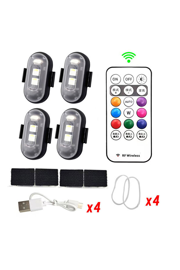 4 قطع RGB Led أضواء الطائرات ستروب اللاسلكية عن بعد دراجة نارية ضوء فلاش أضواء تحذير للطائرات