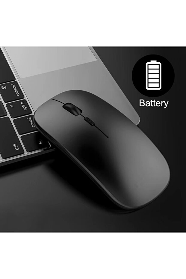 ماوس ألعاب لاسلكي أسود 2.4 جيجا هرتز مع بطارية أحادية الوضع مع مستقبل USB للكمبيوتر الشخصي والكمبيوتر المحمول والكمبيوتر المحمول