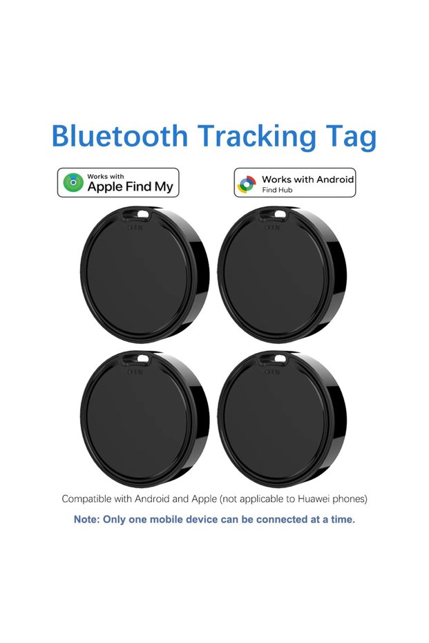 4pack-Black Smart Tag for Apple Find My or Google Find Hub Bluetooth Tracker Both Android IOS Compat
