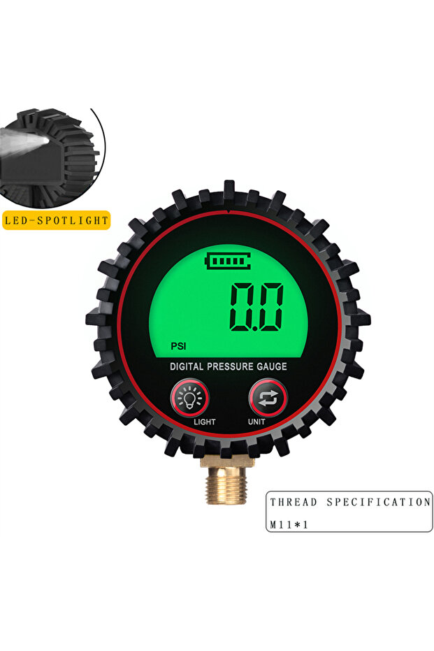 M11 M11 1/4 1/8 Digital Car Tire Air Pressure Inflator Gauge LCD Display LED Backlight Vehicle Teste