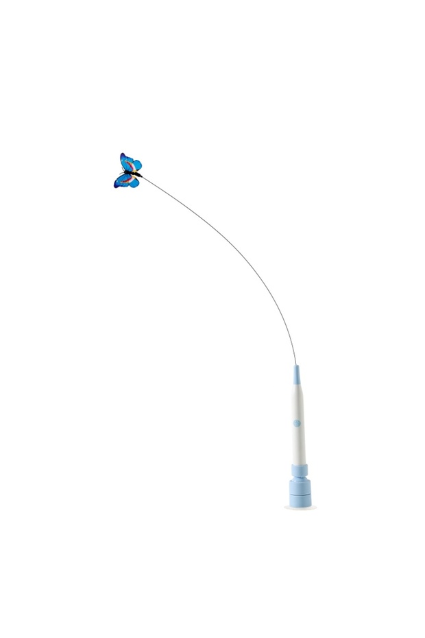 BLUE BOOTEELY Electric Suction Cup Cat Toy Butterfly Flying Cat Toy Self-entertaining Cat Toy Long R