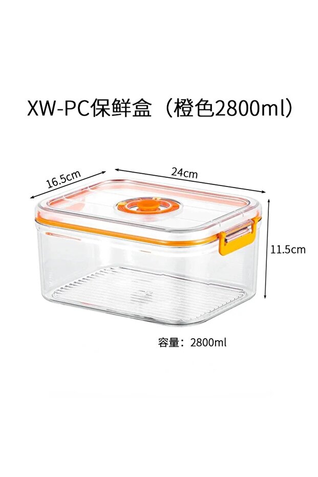 2800ml Vacuum Fresh-keeping Box Refrigerator Sealed Canister Microwavable Transparent Food Storage C