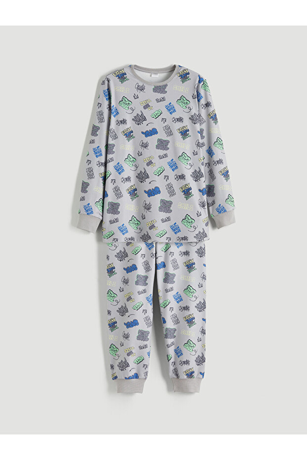 Lcw Kids Gray Crew Neck Boys' Pajama Set