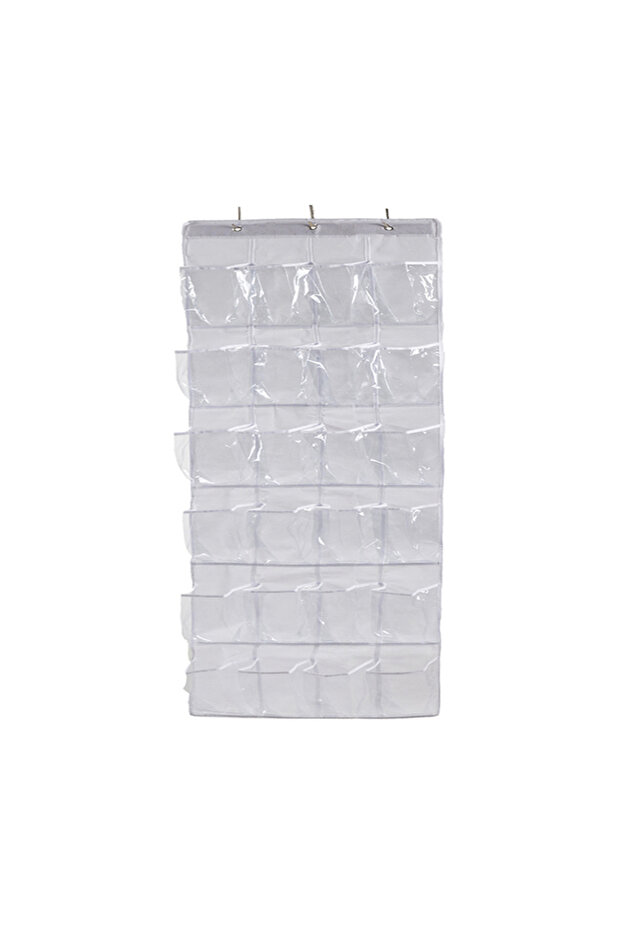 white 24 Grid Wall-mounted Shoes Organizer Rack Over Door Hanging Storage Holder Rack Bedroom Closet