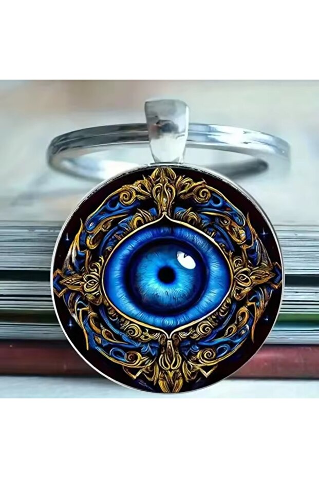 No. 5 1pc Religious Evil Eye Keychain Blue Turkish Evil Eye Lucky Key Chain Car Glass Dome Keyring f