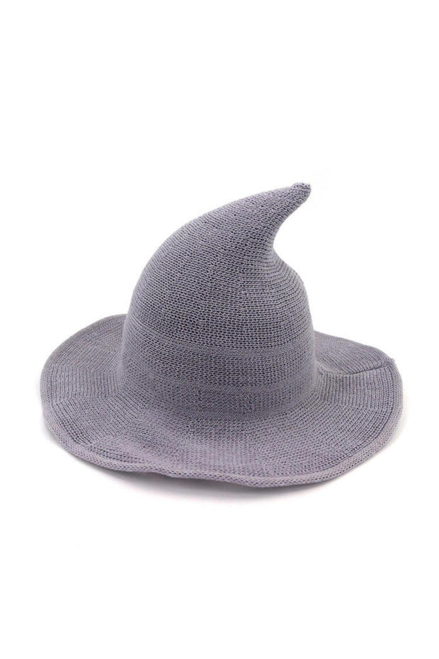 Grey Vintage Halloween Woman Witch Hat Costume Wool Knit Hat Party Coseplay Masquerade Witch Hat Hal