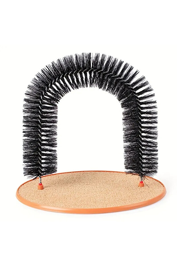 black Cat Toy Arch Self Groome Pamper Feline with A Massage Grooming Rubbing Brush with Scratching P