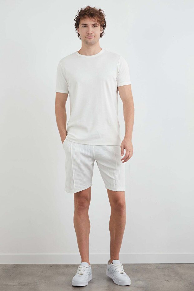 Honeycomb Fabric Waist Tie Pocket Shorts
