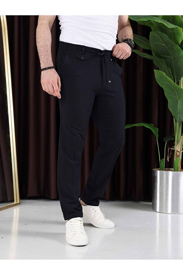 Men's I Can'T Want Iron Gofre Fabric Duble Trousers
