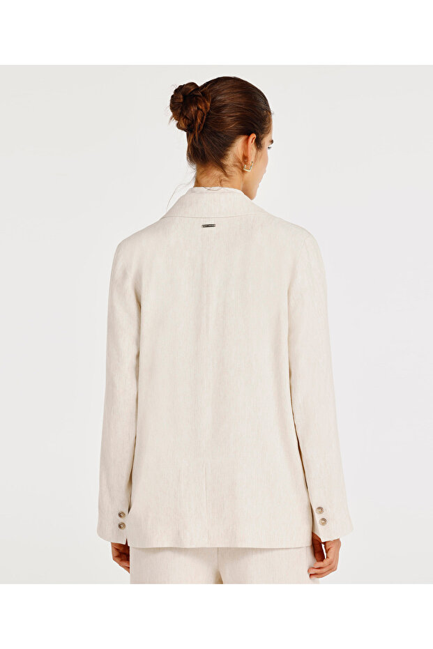 Double Breasted Closure Swallow Collar Jacket - 4