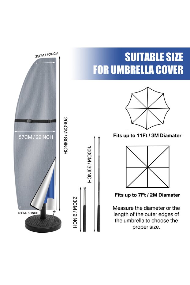 Banana 205CM Outdoor Cantilever Umbrella Cover Waterproof Patio Parasol Cover Banana Straight Style
