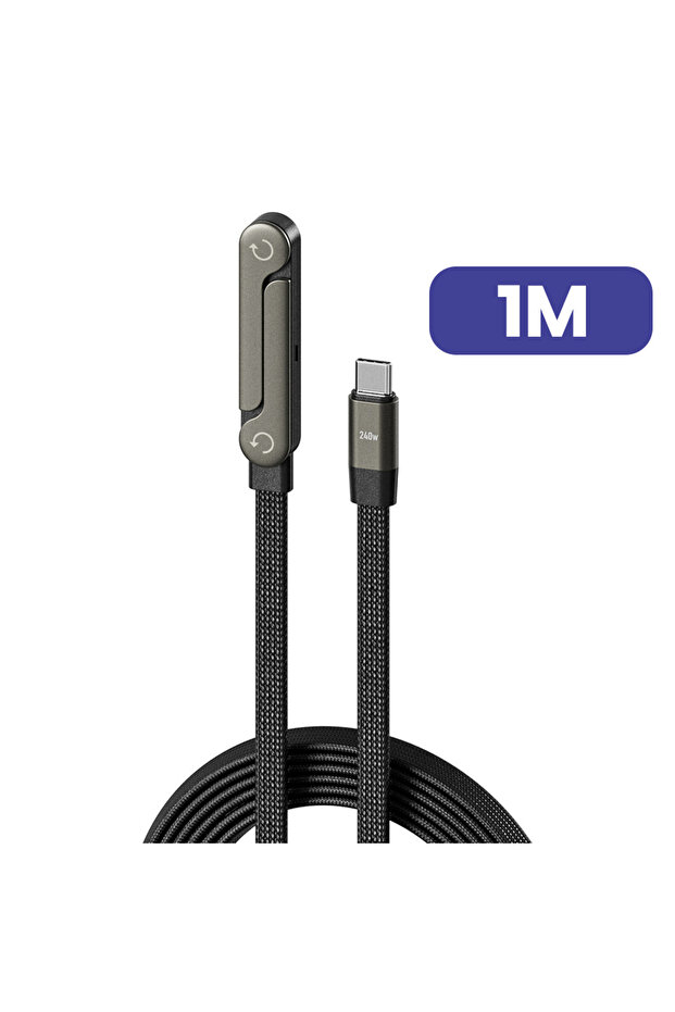 كابل شحن سريع قابل للطي من النوع C إلى النوع C بطول 1 متر، يدعم PD240W/65W، مزود بحامل مدمج، USB C إلى USB C.