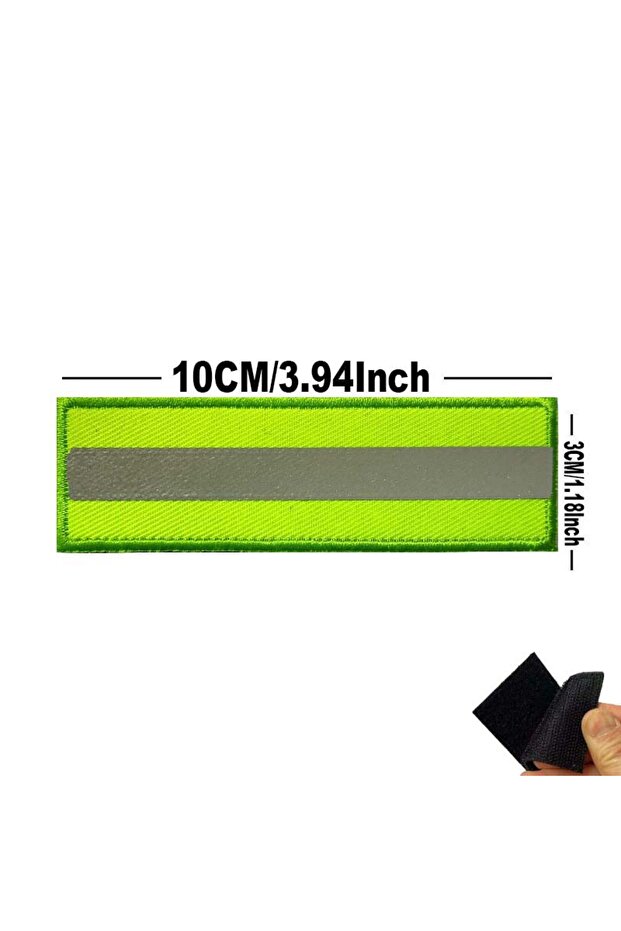 QN-02-Green-10X3CM Reflective Safety Strip Rescue Badge Patches with Hook Loop,Military Tactical Emb