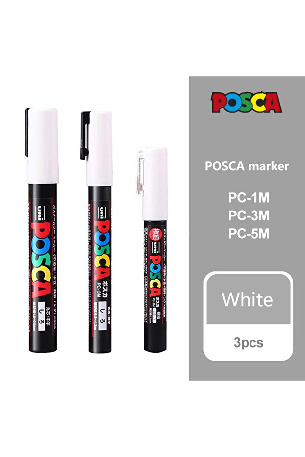 3pcs MIX Japan UNI POSCA Marker Pens White Acrylic Hand Drawn DIY Waterproof Non Fading Quick Drying