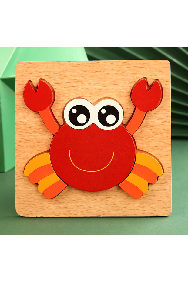 Datgo High Quality 3D Wooden Puzzle Baby Cartoon Animal Traffic Jigsaw Early Learning Cognition Gam