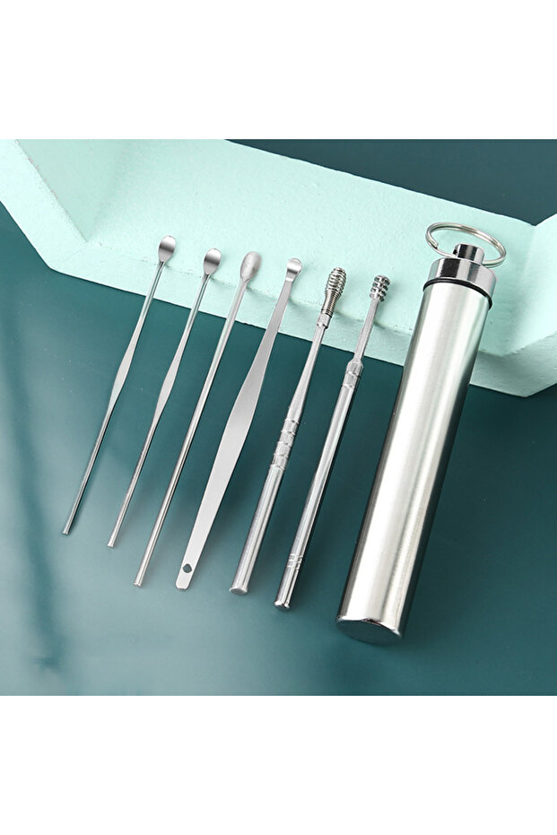 Silver Ear Cleaner Set Earpick Ear Wax Remover Ear Spoon Curette Ear Cleaning Spiral Earpick Easy Ea
