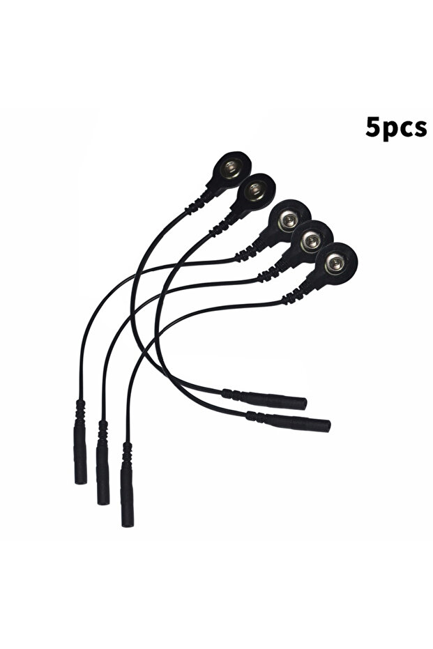 black 5pcs 5Pcs Standard Electrode Lead Wires Cables Wires DC Head 2mm Snap 3.5mm Plug For Tens/Ems